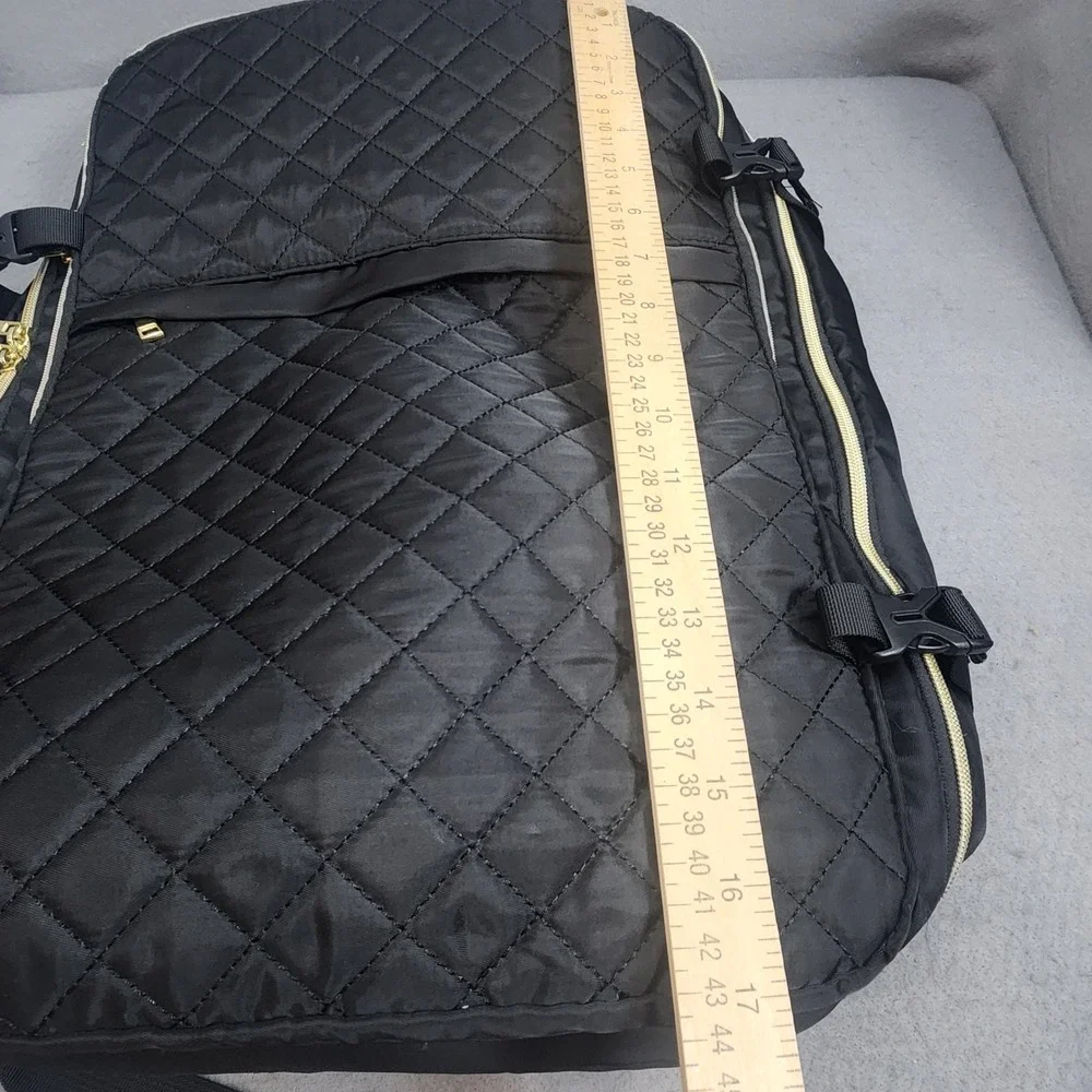Momuvo Backpack Black Quilted Laptop Travel Bag Gold Hardware Womens Large